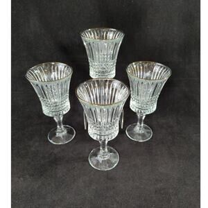 Set of 4 Vintage Tiara "Facets Copper" Water Goblets